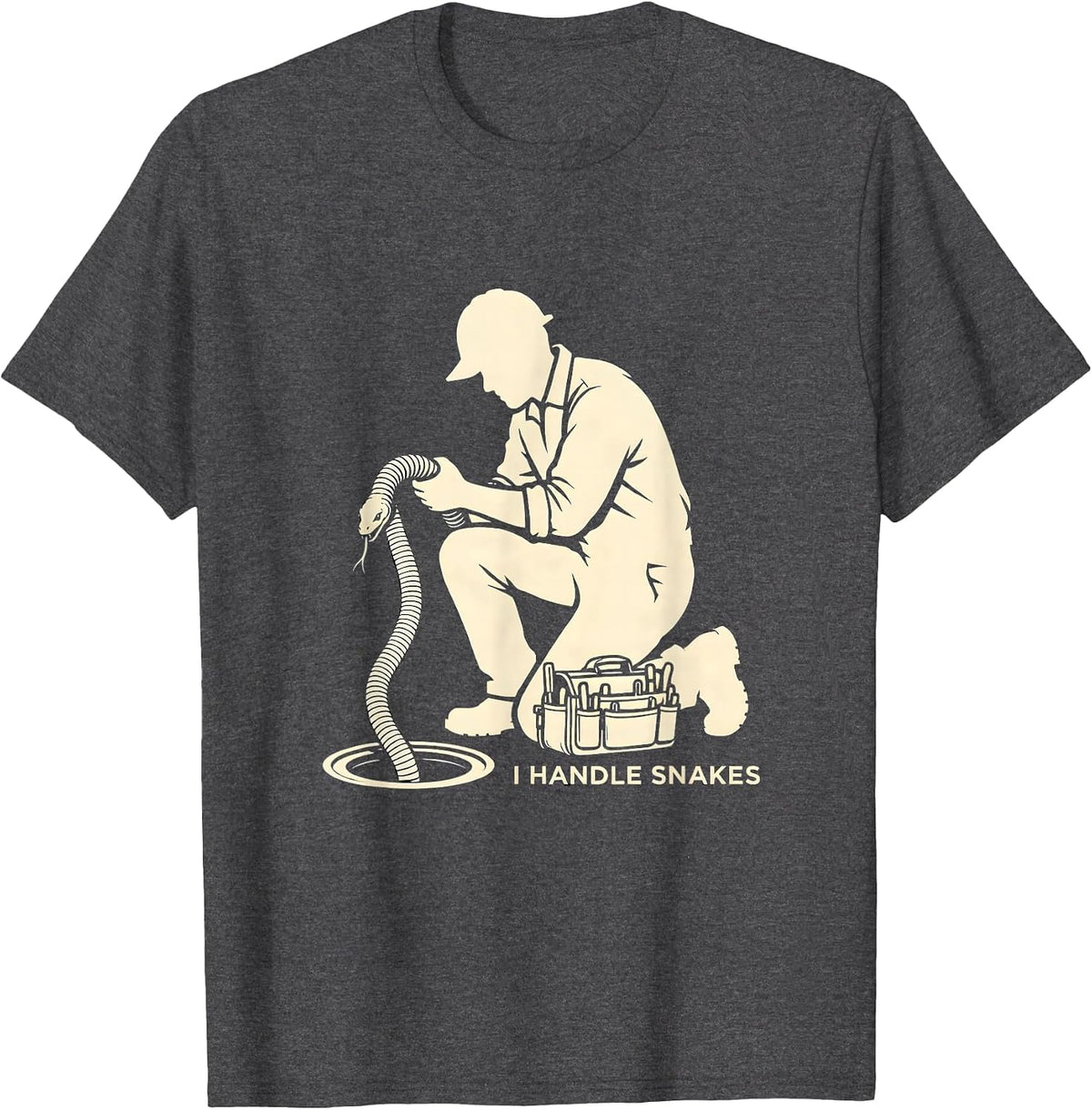 Men's I Handle Snakes Funny Plumber Pipefitter Steamfitter Gift T-Shirt - Dark Heather Grey