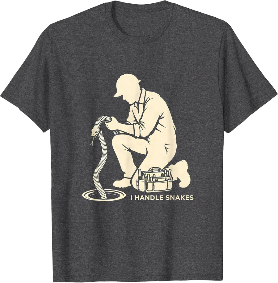 Men's I Handle Snakes Funny Plumber Pipefitter Steamfitter Gift T-Shirt - Dark Heather Grey