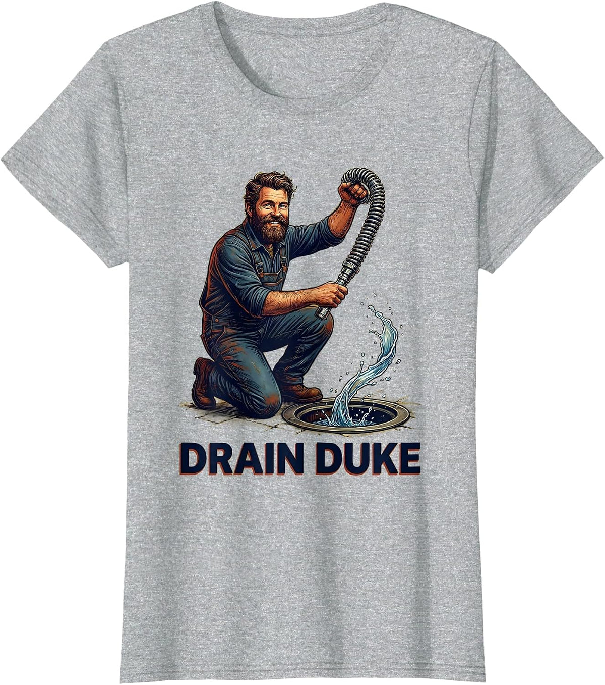Drain Duke Funny Plumber Art Gift Steamfitter Plumbing T-Shirt - Heather Grey
