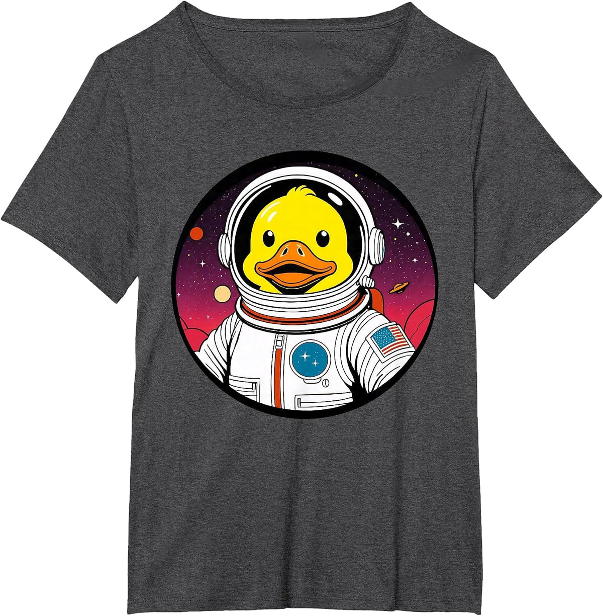 Cute Rubber Duck Space Astronaut Duck Lovers Men Women Kids T-Shirt - Dark Heather Grey