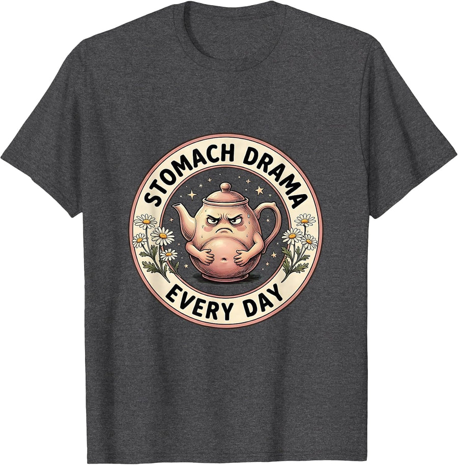 Men's Tummy Ache Survivor Stomach Drama Every Day T-Shirt - Dark Heather Grey