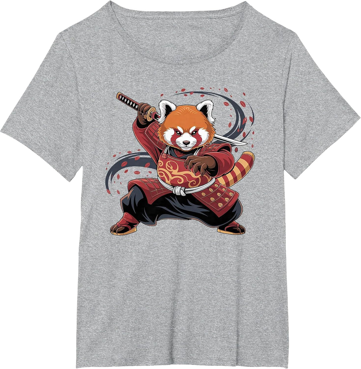 Red Panda Samurai Warrior Ninja Japanese Art Japan T-Shirt - Heather Grey