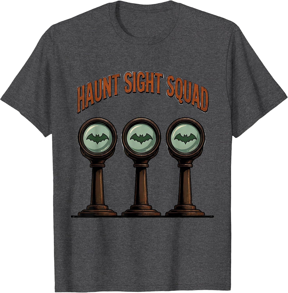 Men's Haunt Sight Squad Vintage Halloween Optometrist Eye Doctor T-Shirt - Dark Heather Grey