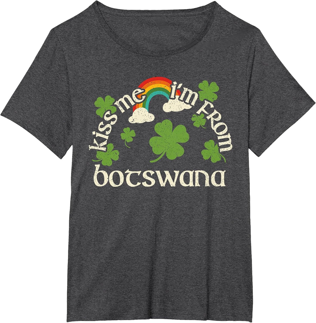 Kiss Me Shamrock - Funny St. Patrick's Day Botswana T-Shirt - Dark Heather Grey