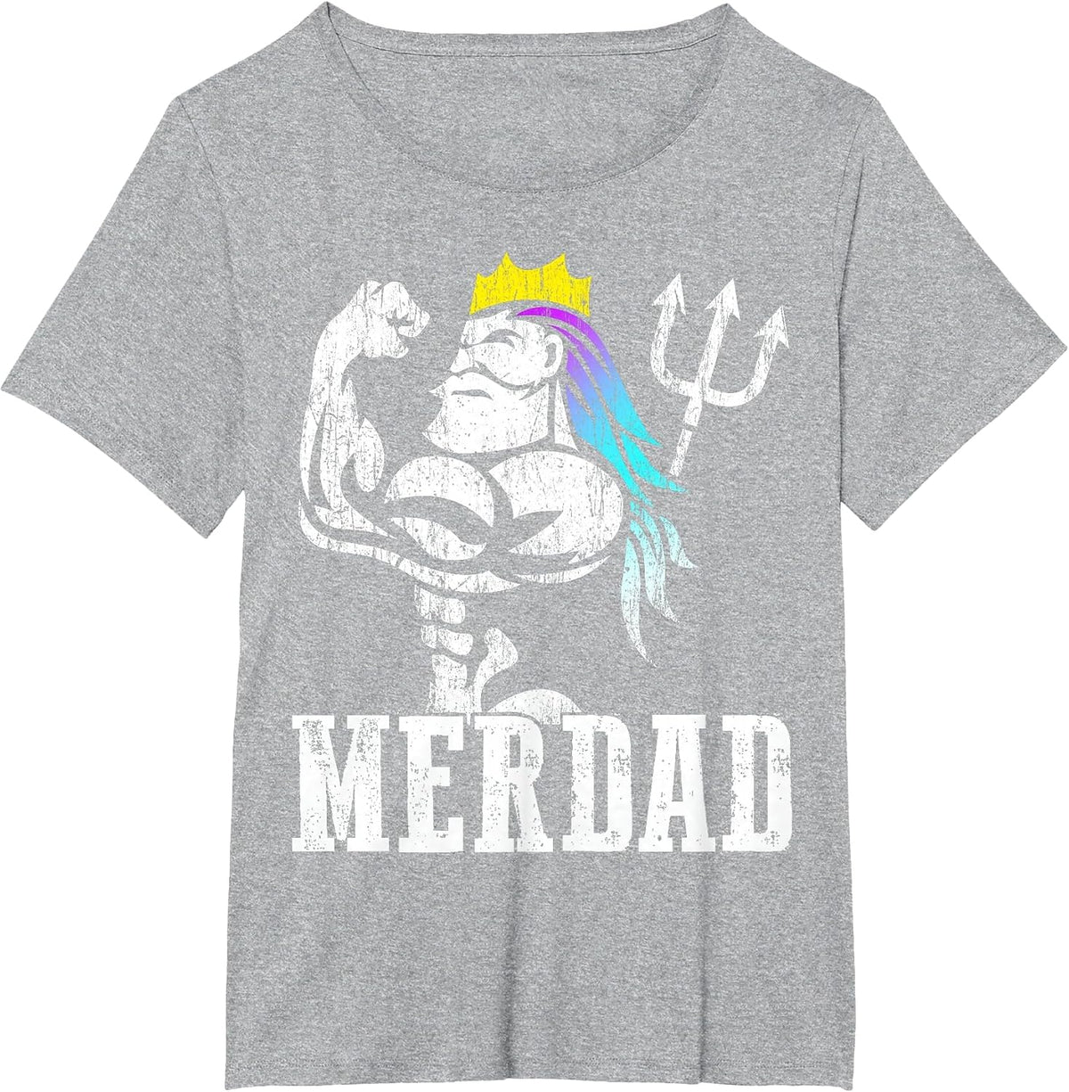Merdad Papa Mermaid Workout Weightlift New Mer Dad Daughter T-Shirt - Heather Grey