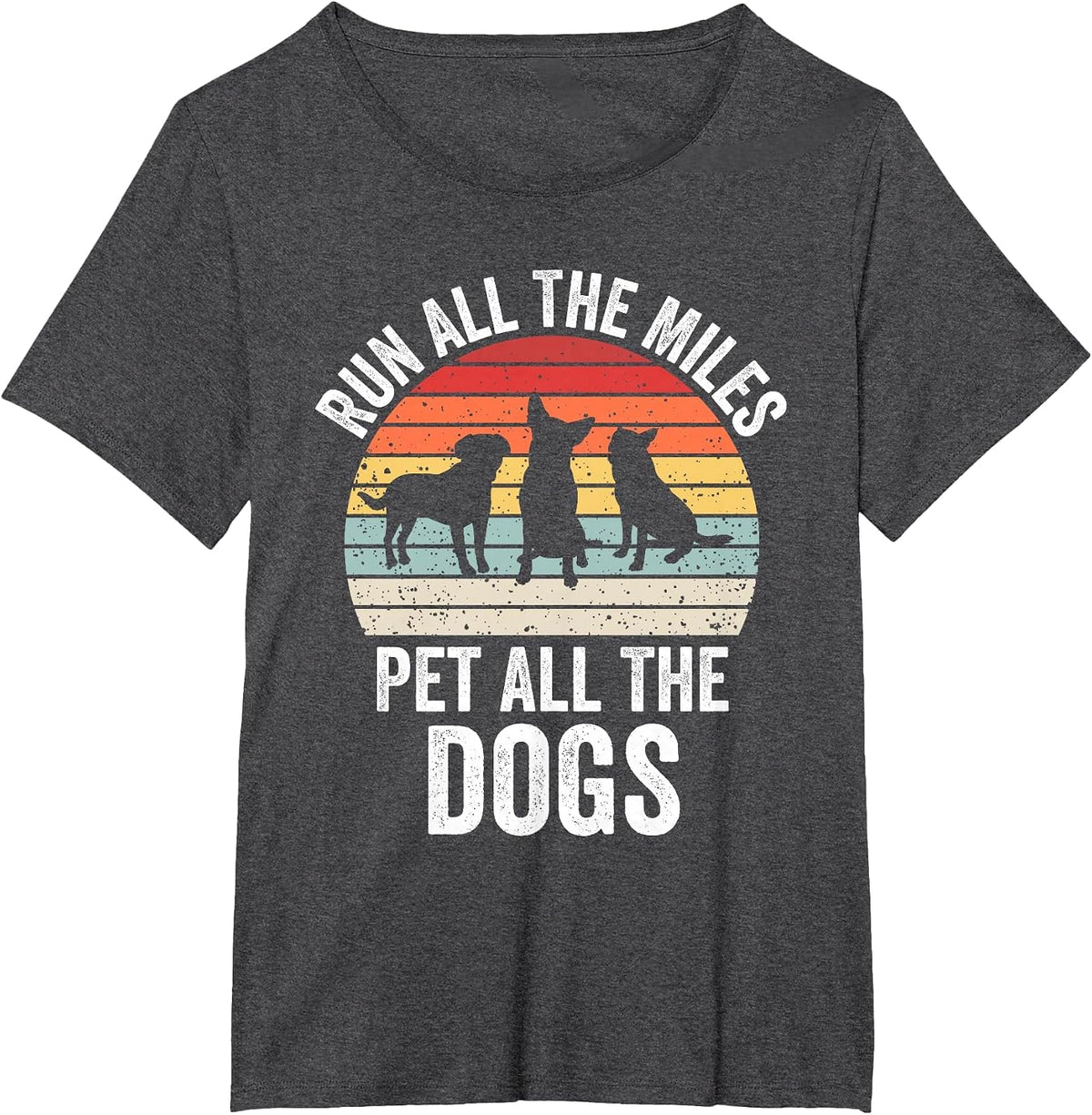 Run All The Miles Pet All The Dogs Funny Marathon Running T-Shirt - Dark Heather Grey