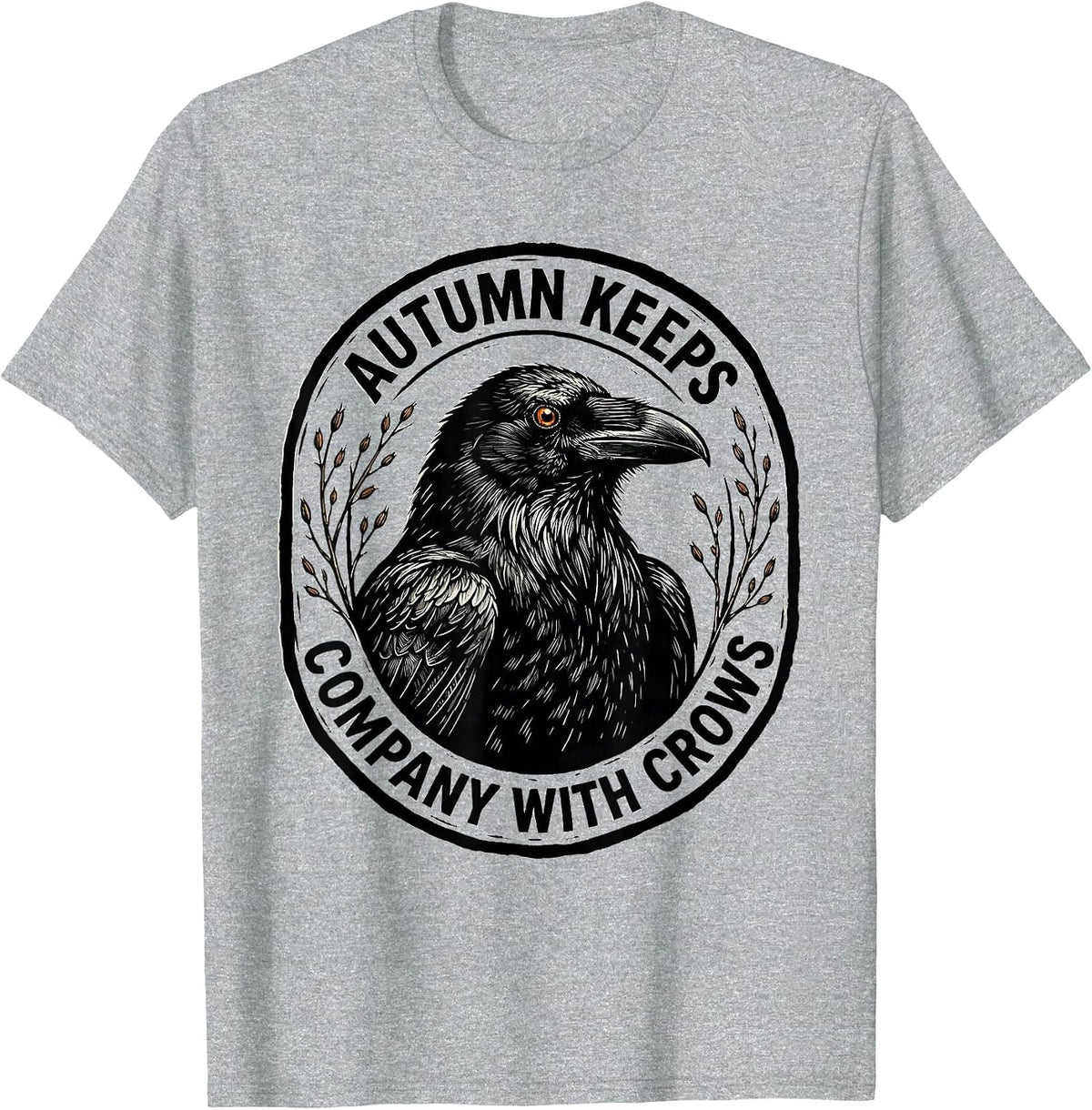 Men's Autumn Keeps Company With Crows Gothic Nature Bird Lover T-Shirt - Heather Grey