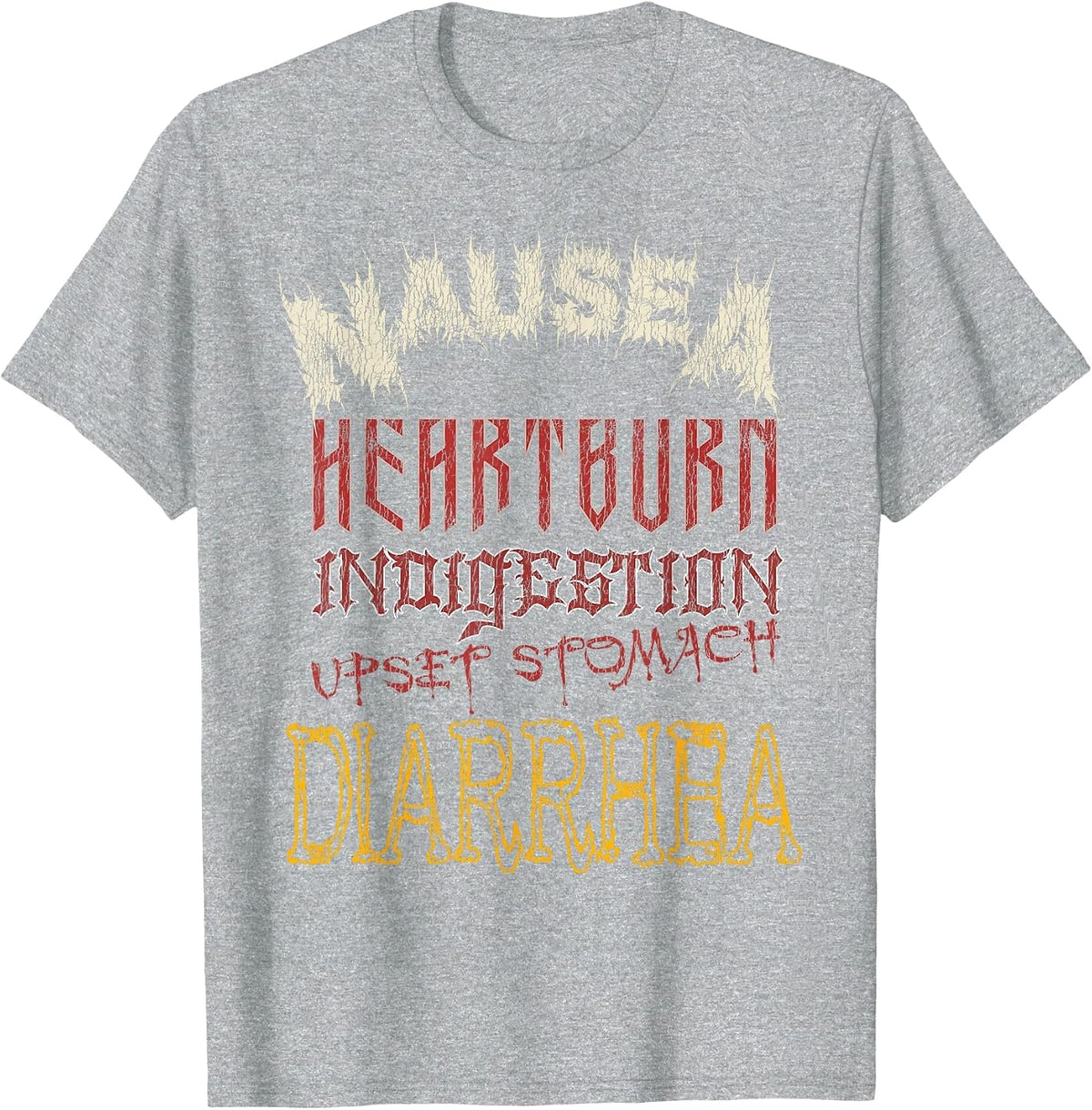 Thrash Metal Shirt, Funny Heavy Nausea Heartburn Concert T-Shirt - Heather Grey