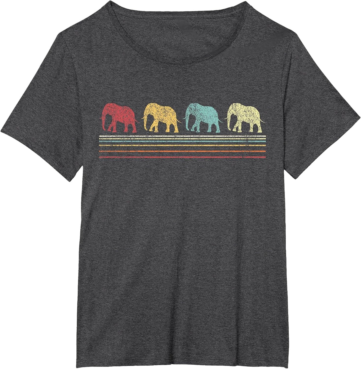 Elephant Lover Funny Elephant Retro T-Shirt - Dark Heather Grey