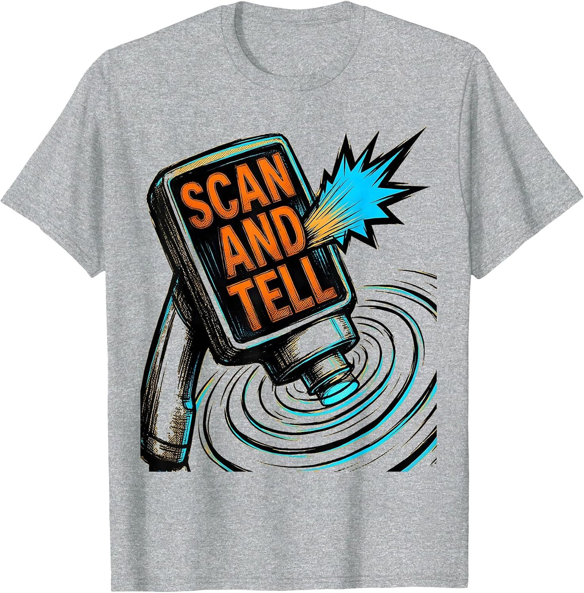 Men's Scan And Tell Comic Book Sonographer Ultrasound Tech Humor T-Shirt - Heather Grey