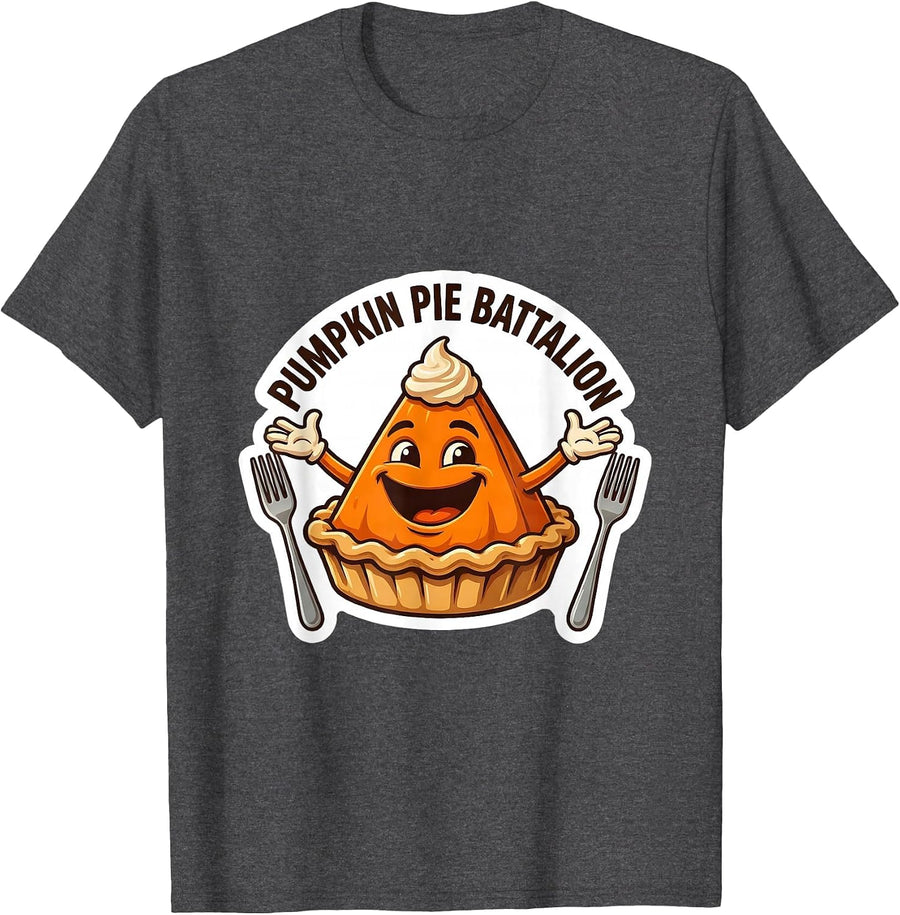 Men's Pumpkin Pie Battalion Funny Thanksgiving Pie Lover Humor T-Shirt - Dark Heather Grey