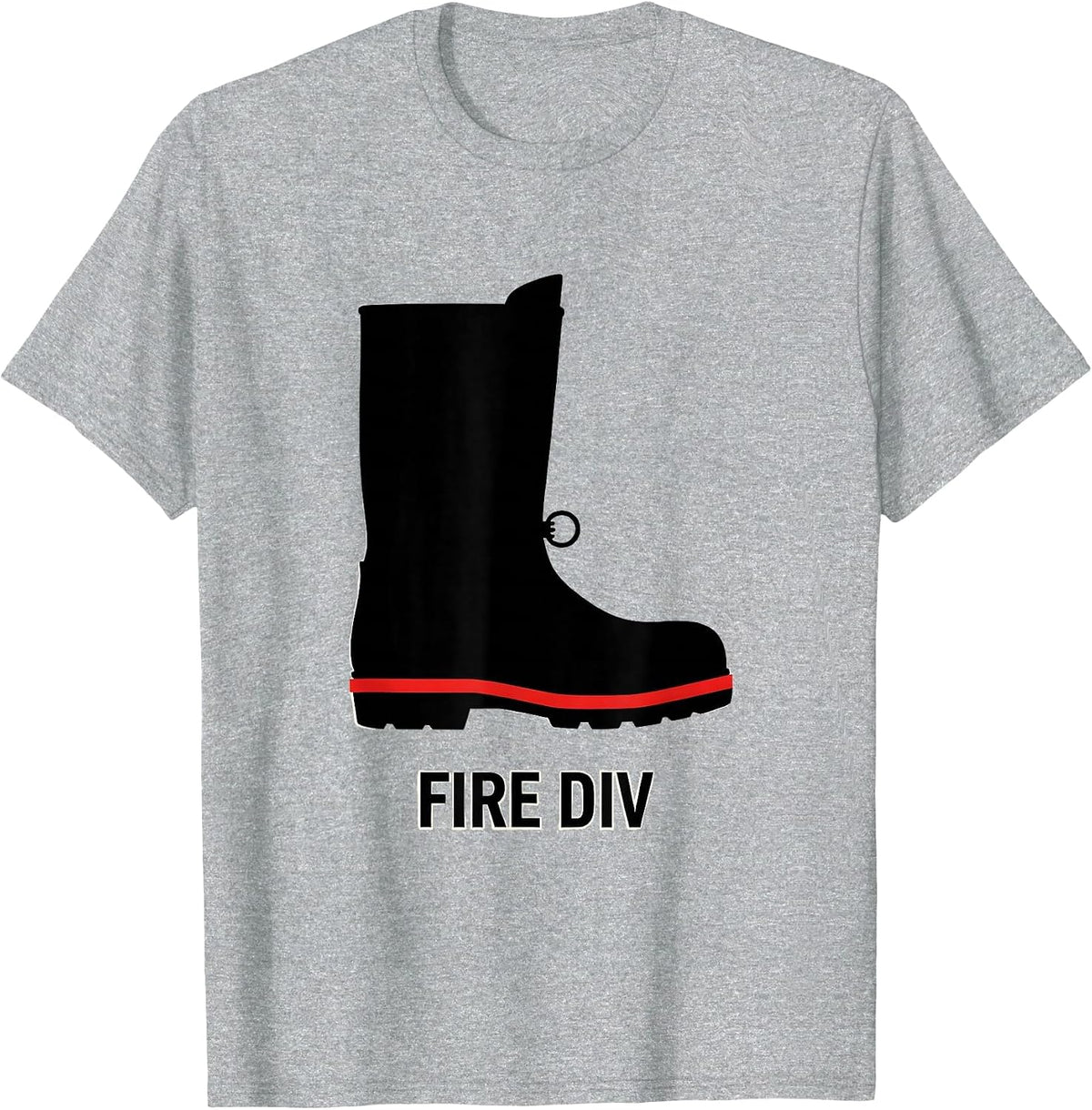 Men's FIRE DIV Minimalist Firefighter Boot Silhouette Fire T-Shirt - Heather Grey