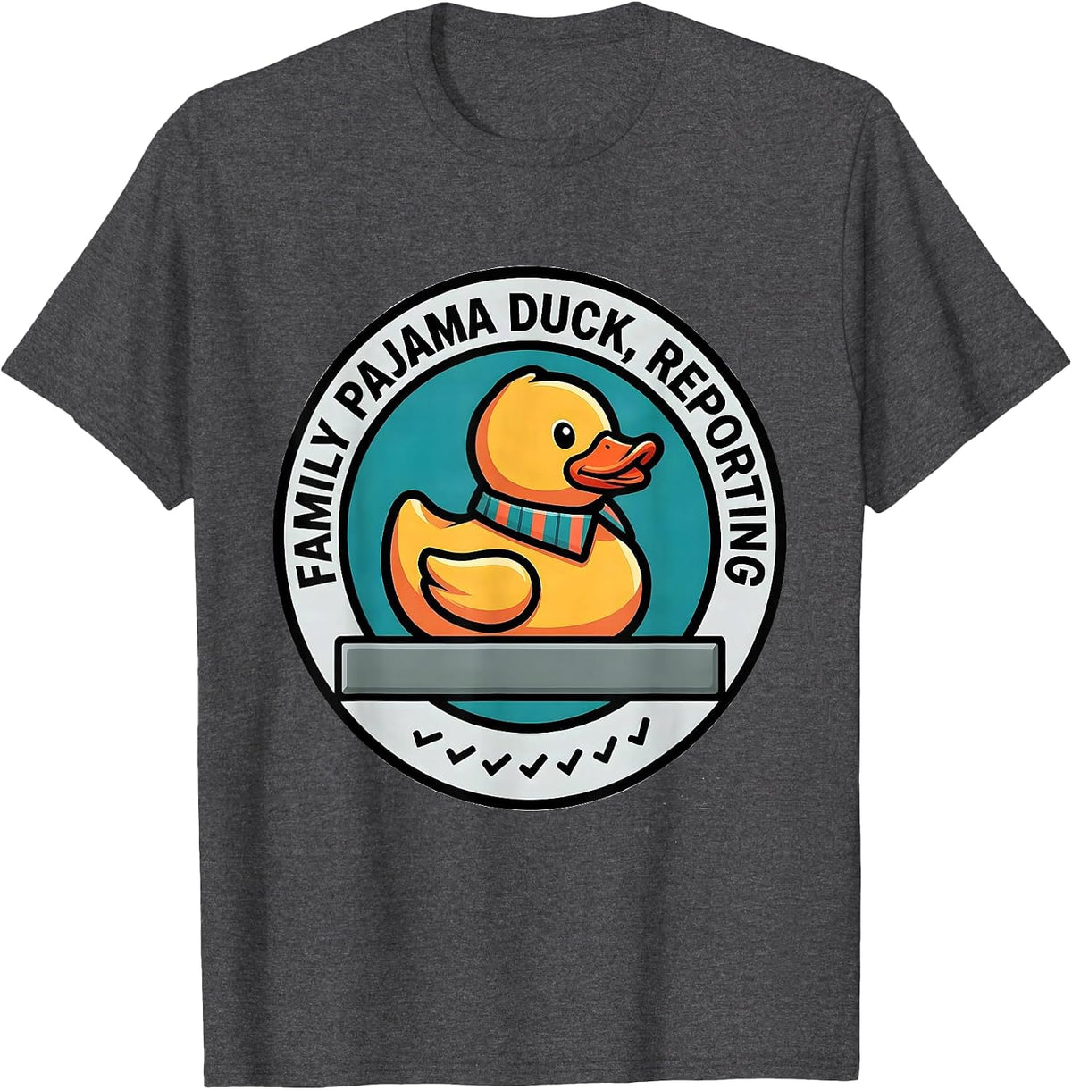Family Pajama Duck Reporting Funny Duck Lover Christmas T-Shirt - Dark Heather Grey