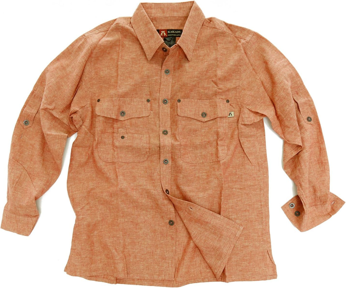 Kakadu Australia Men's Concord Long Sleeve Shirt, Breathable with Roll-Up Sleeve - Red