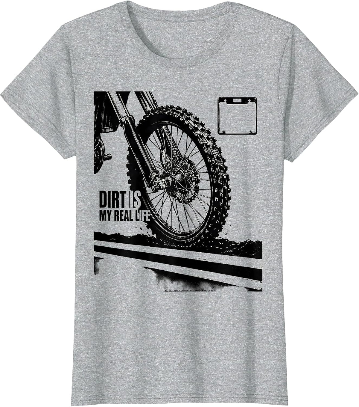 Women's Dirt Is My Real Life Scratchboard Motocross Dirt Bike Rider T-Shirt - Heather Grey
