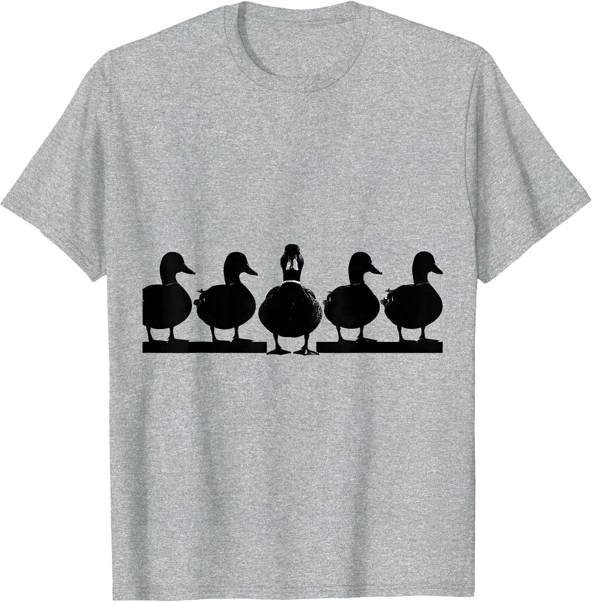 Men's Five Duck Silhouettes Funny Duck Lover Novelty T-Shirt - Heather Grey