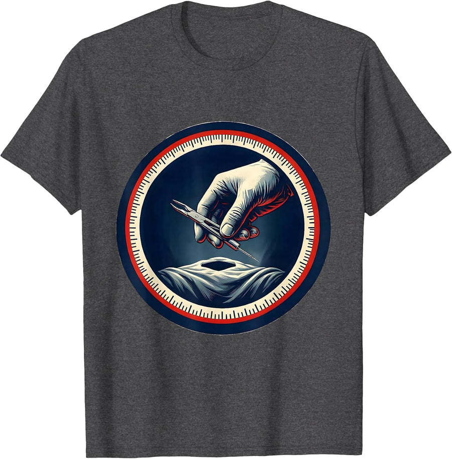 Men's Surgical Tech Emblem Medical Scrub Tech Pride T-Shirt - Dark Heather Grey
