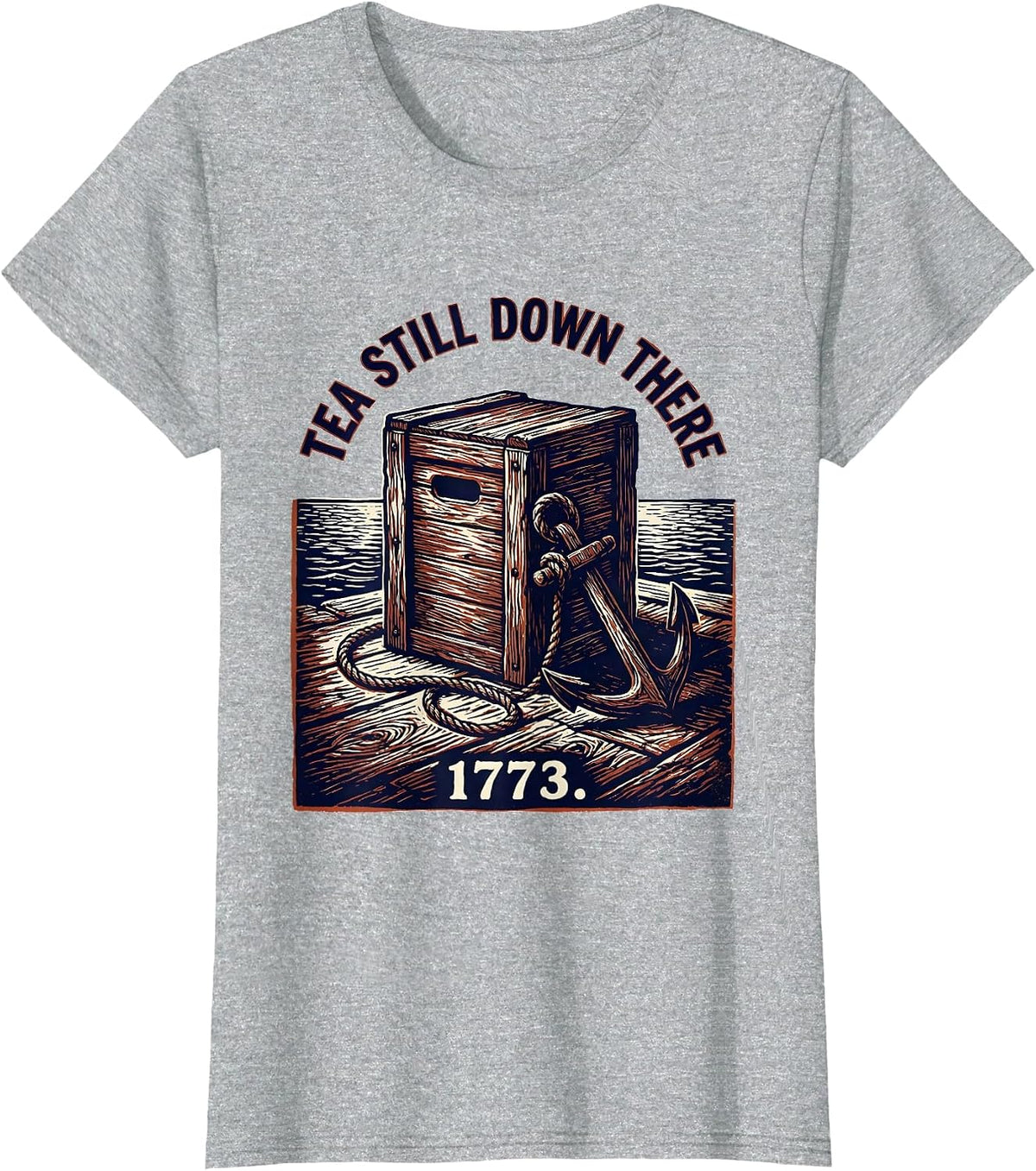Tea Still Down There, 1773 Funny History Teacher 4th of July T-Shirt - Heather Grey