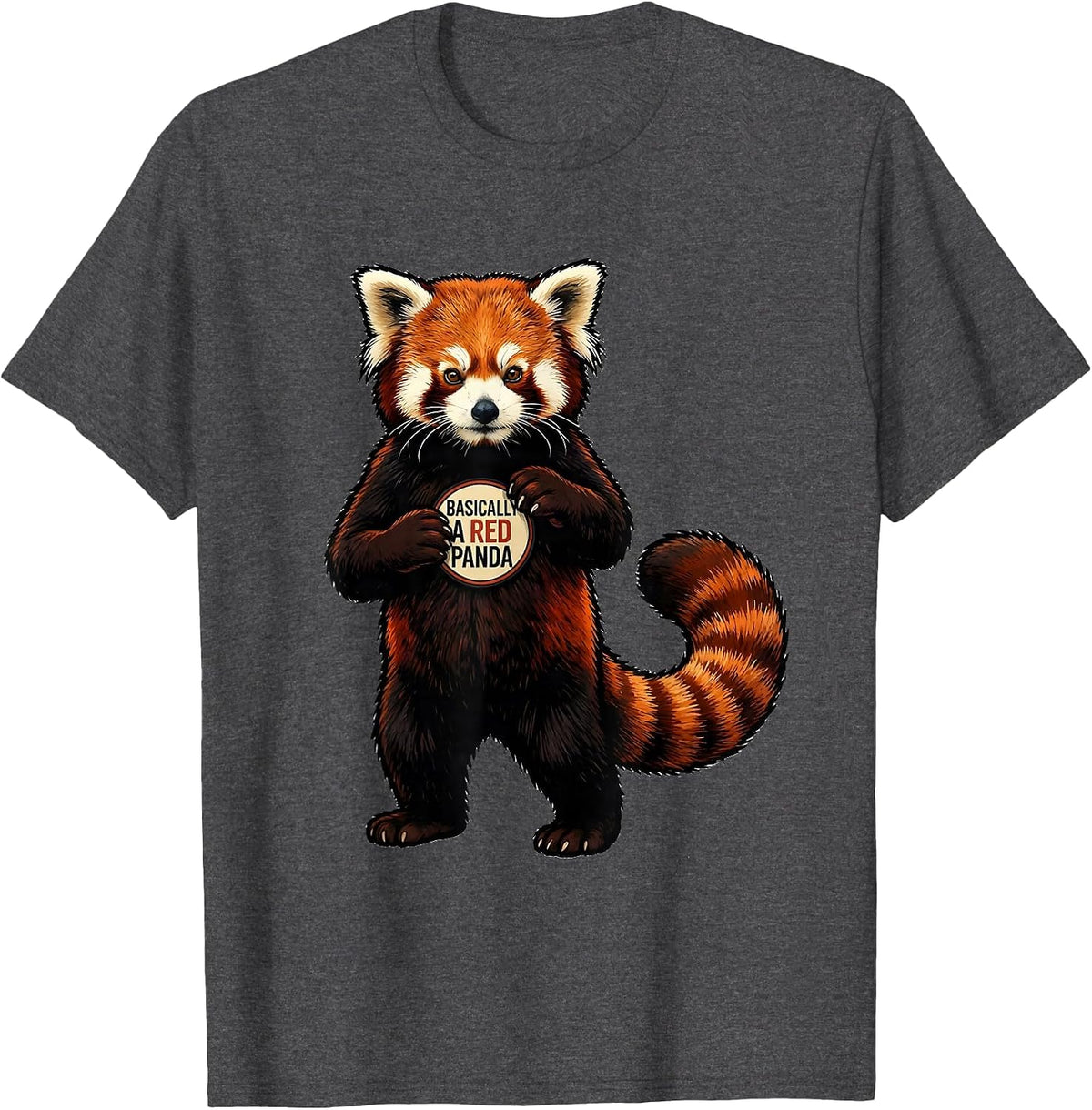 Basically A Red Panda Funny Red Panda Lover Animal T-Shirt - Dark Heather Grey