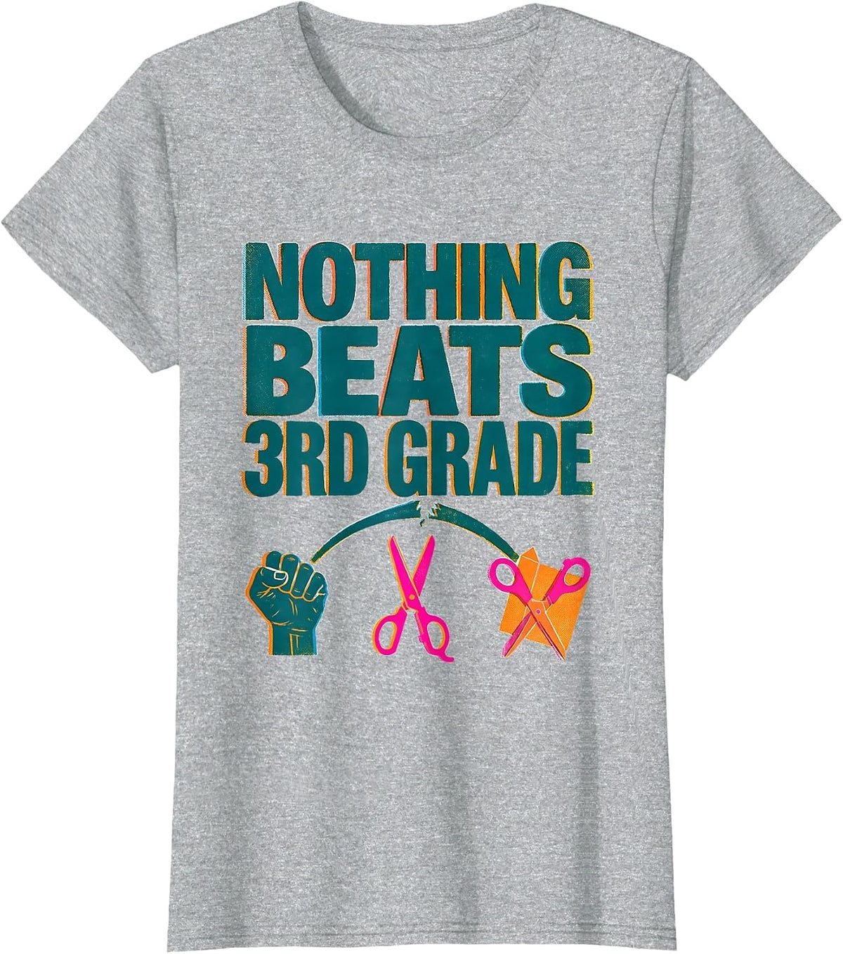 Nothing Beats 3rd Grade Back to School Rock Paper Scissors T-Shirt - Heather Grey
