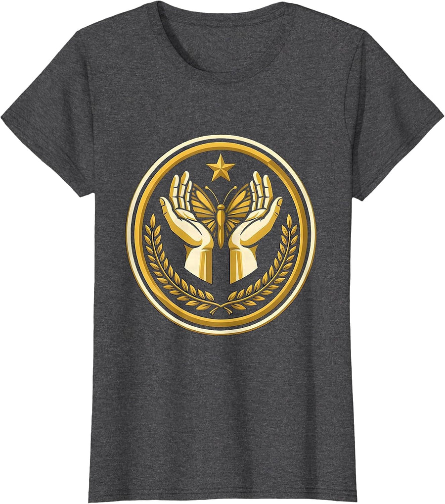 Women's American Sign Language Hands Illustration T-Shirt - Dark Heather Grey