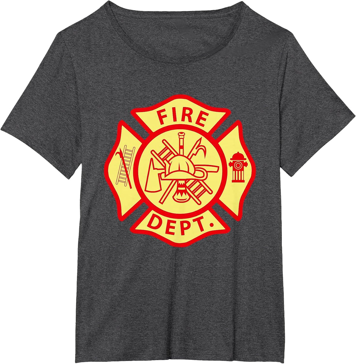 Fire Department Logo Uniform Fireman Symbol Firefighter Gear T-Shirt - Dark Heather Grey