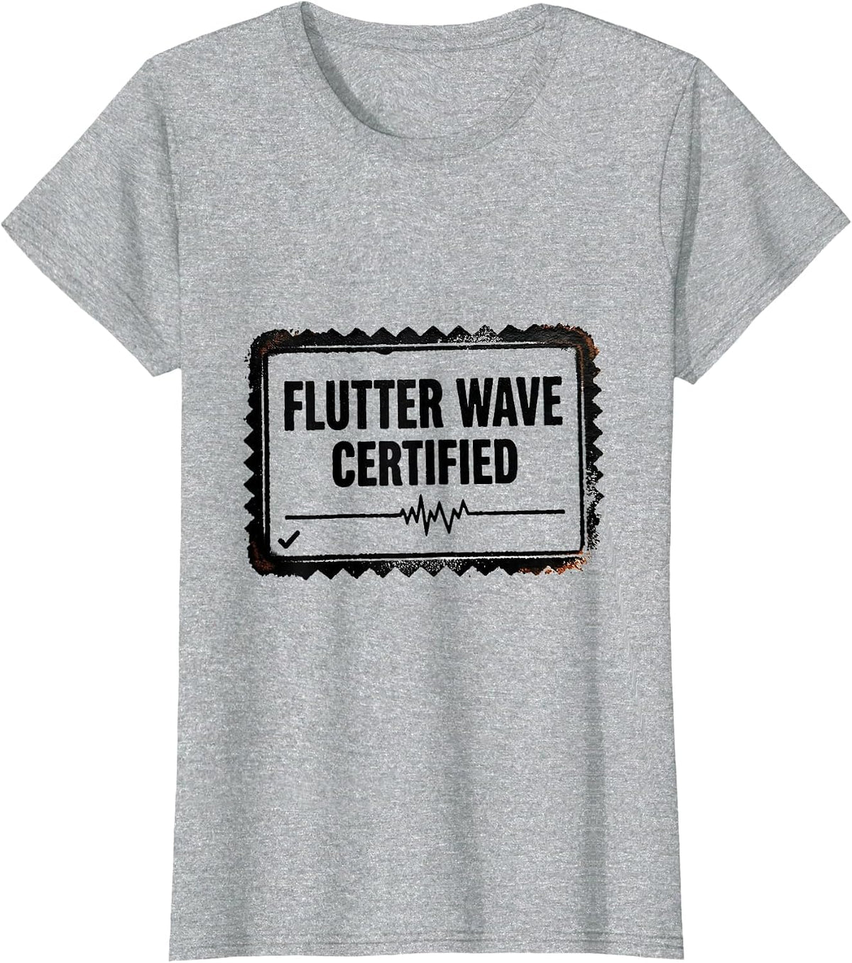 Flutter Wave Certified Rubber Stamp Cardiology Humor T-Shirt - Heather Grey
