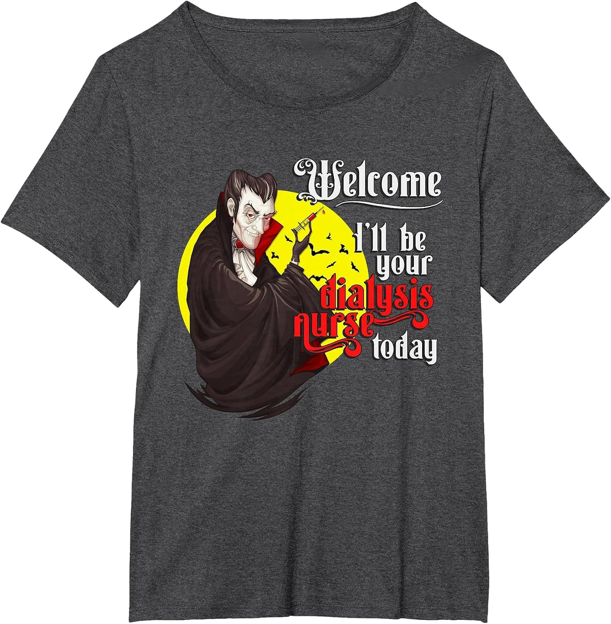 Funny Dialysis Nurse a Vampire Dialysis Nurse T-Shirt - Dark Heather Grey
