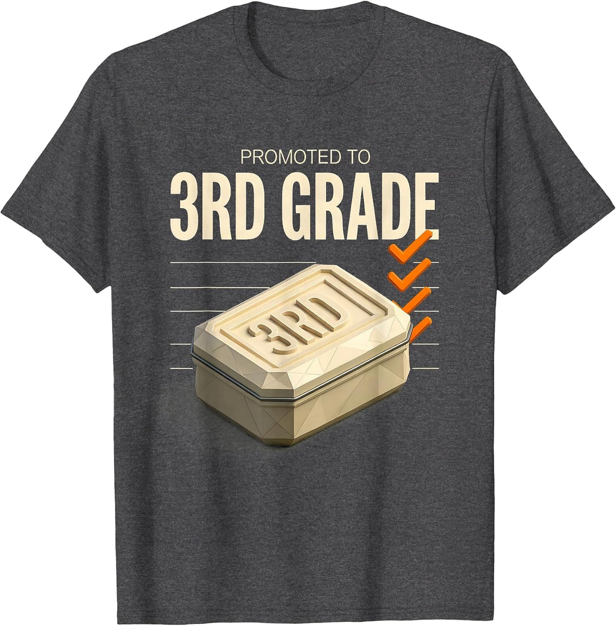 Men's PROMOTED TO 3RD GRADE Camo Third Grade Back To School Boys T-Shirt - Dark Heather Grey