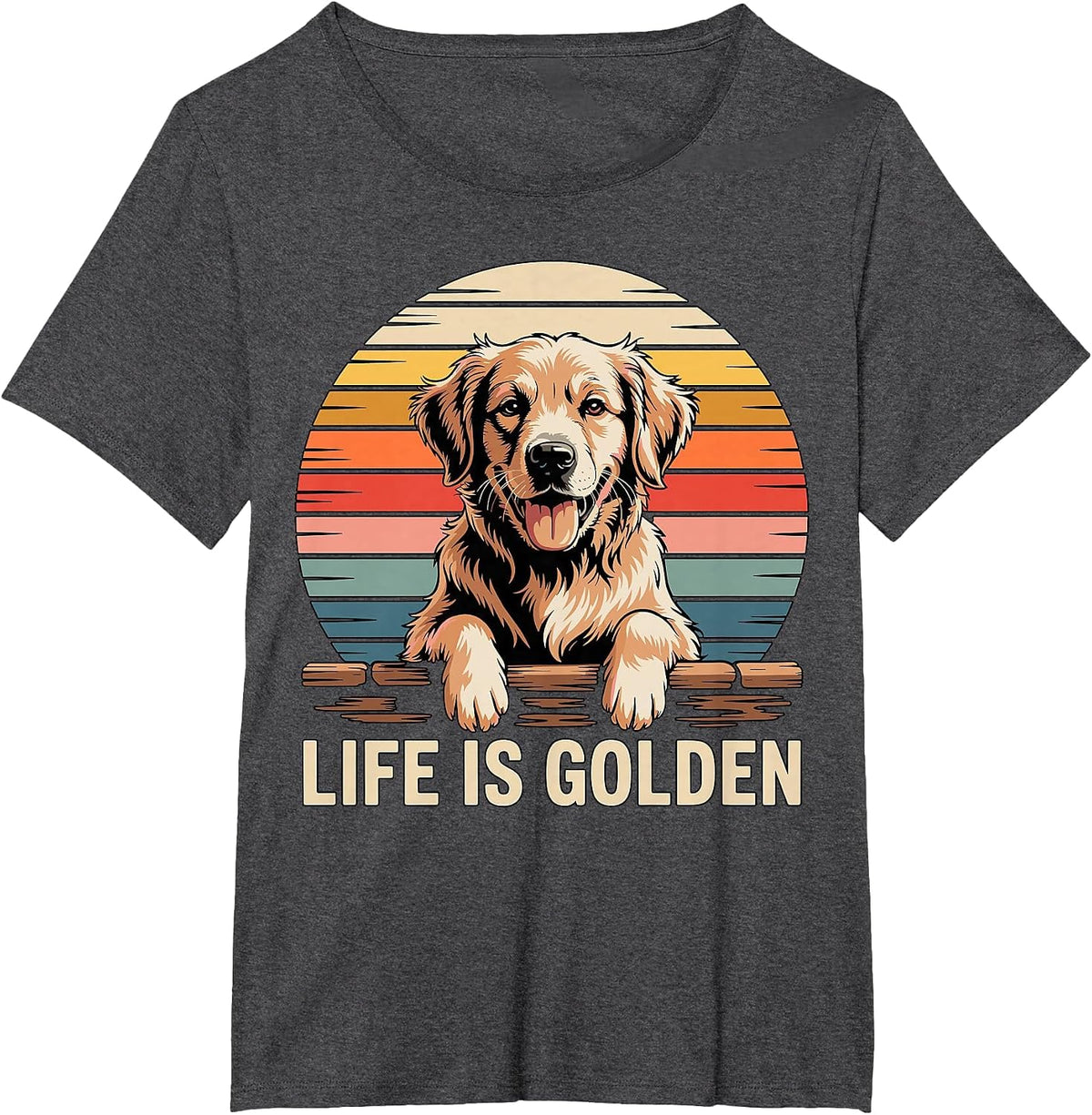 Life is Golden Retriever Shirt for Dog Lovers Tees T-Shirts Men Women - Dark Heather Grey