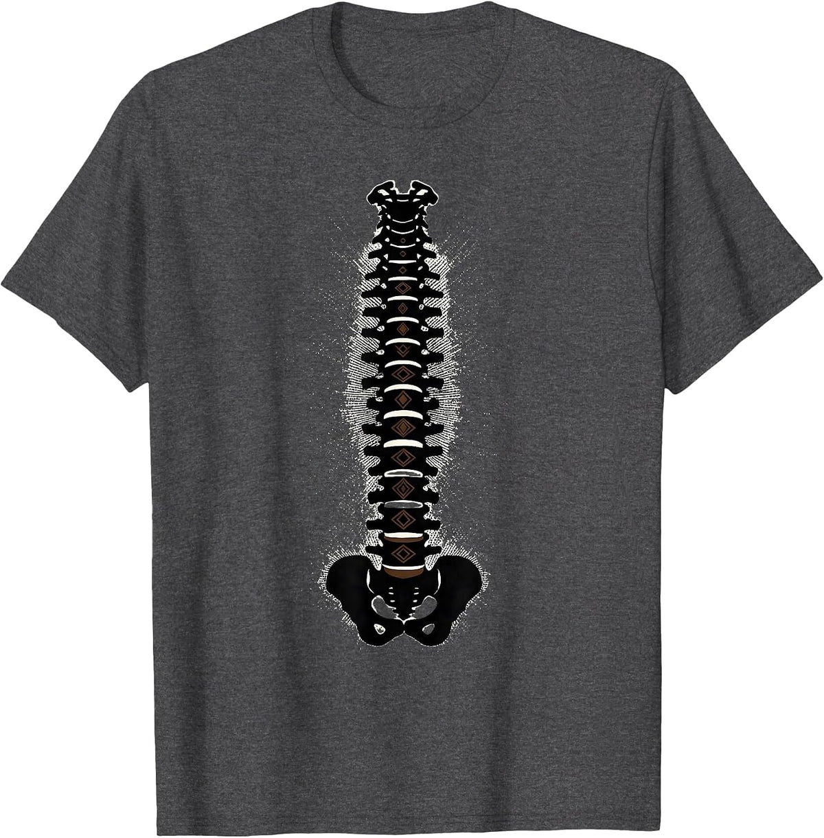 Glowing Vertebrae Luminous Tower Radiology Art T-Shirt - Dark Heather Grey