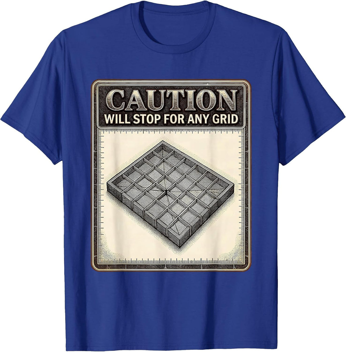 Caution: Will Stop For Any Grid Funny Geography Teacher T-Shirt - Royal Blue