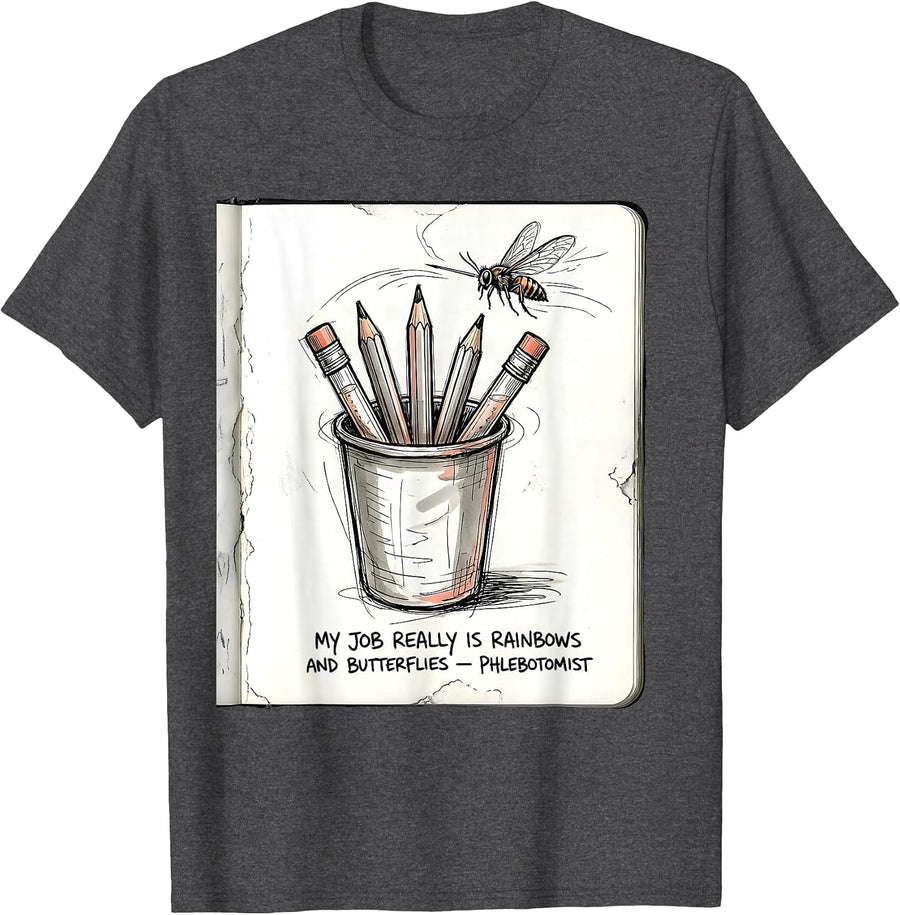 Men's My Job Really Is Rainbows And Butterflies — Phlebotomist T-Shirt - Dark Heather Grey