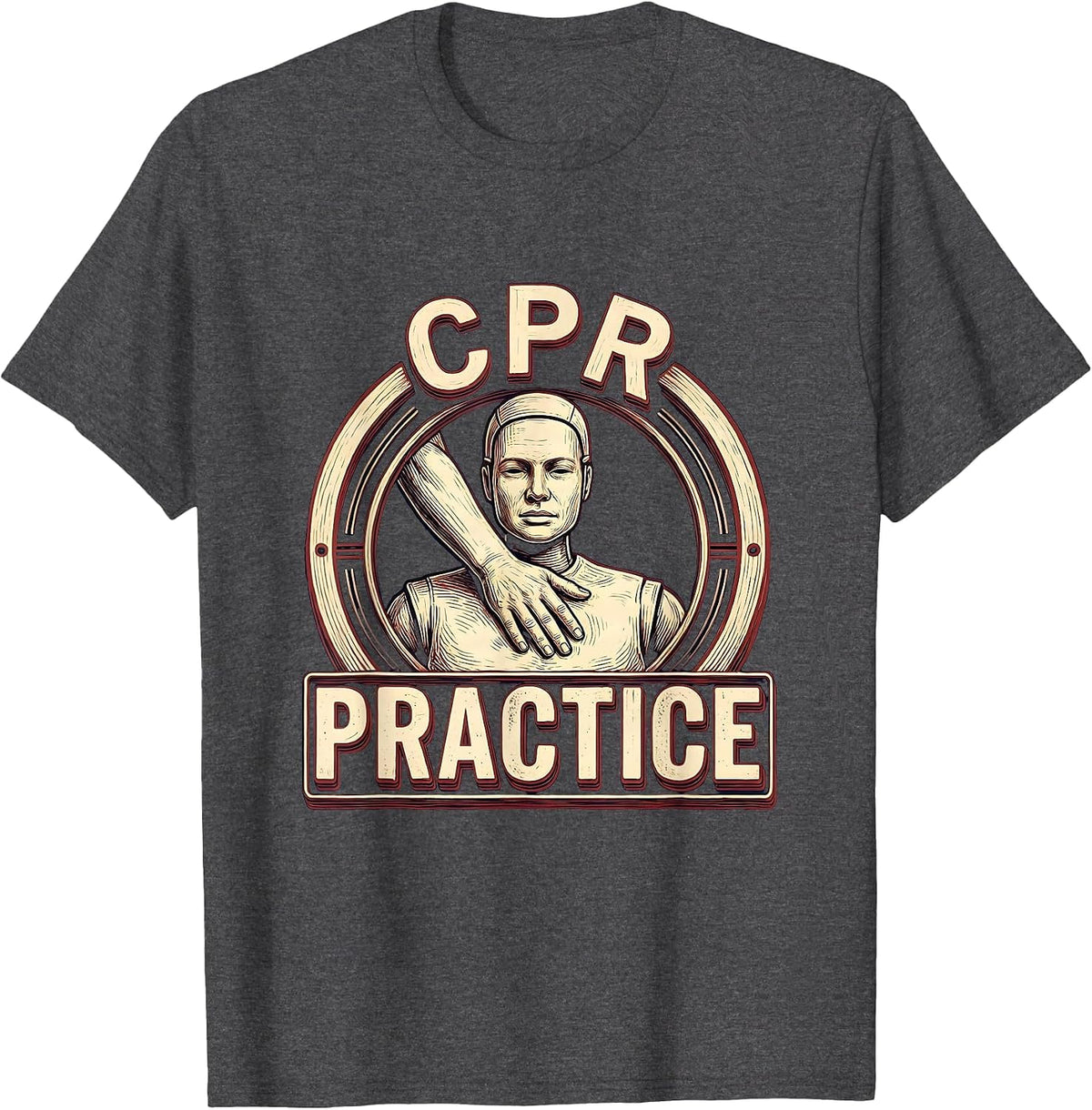 CPR Training Mannequin Head Funny EMT Paramedic Gift T-Shirt - Dark Heather Grey