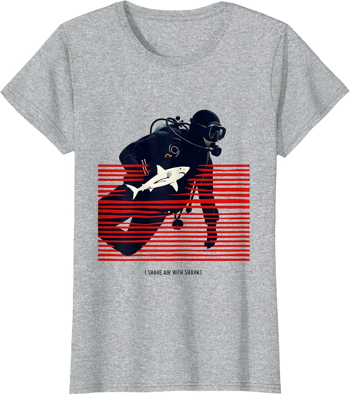 I Share Air With Sharks Funny Scuba Diver Humor T-Shirt - Heather Grey