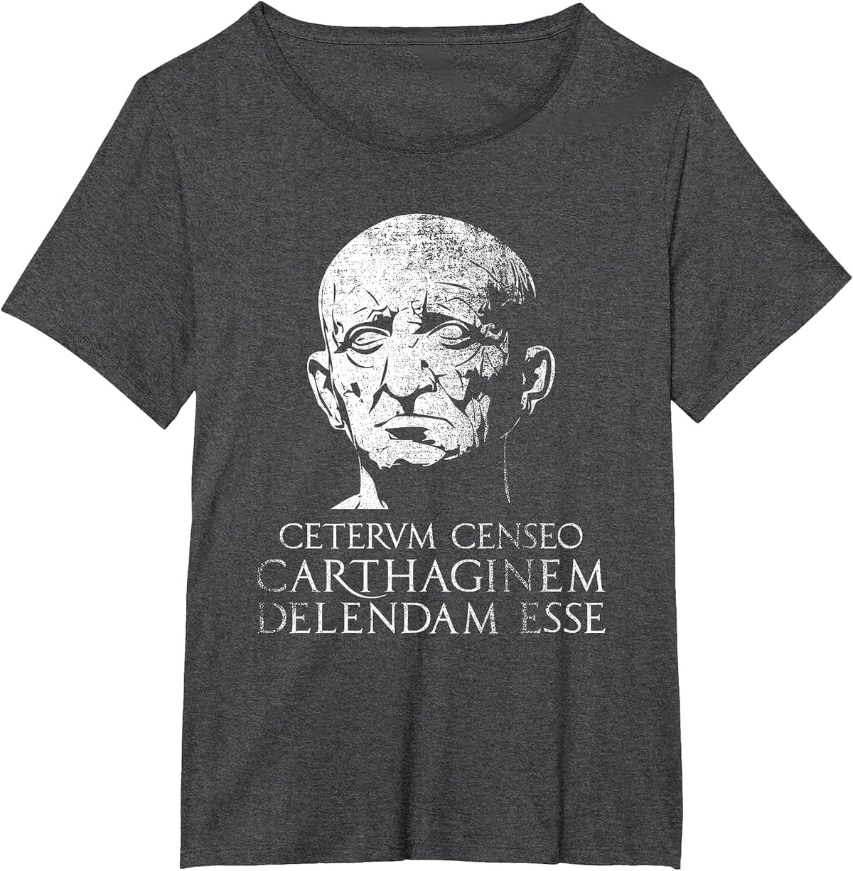 Carthage Must Be Destroyed Cato The Elder Quote T-Shirt - Dark Heather Grey