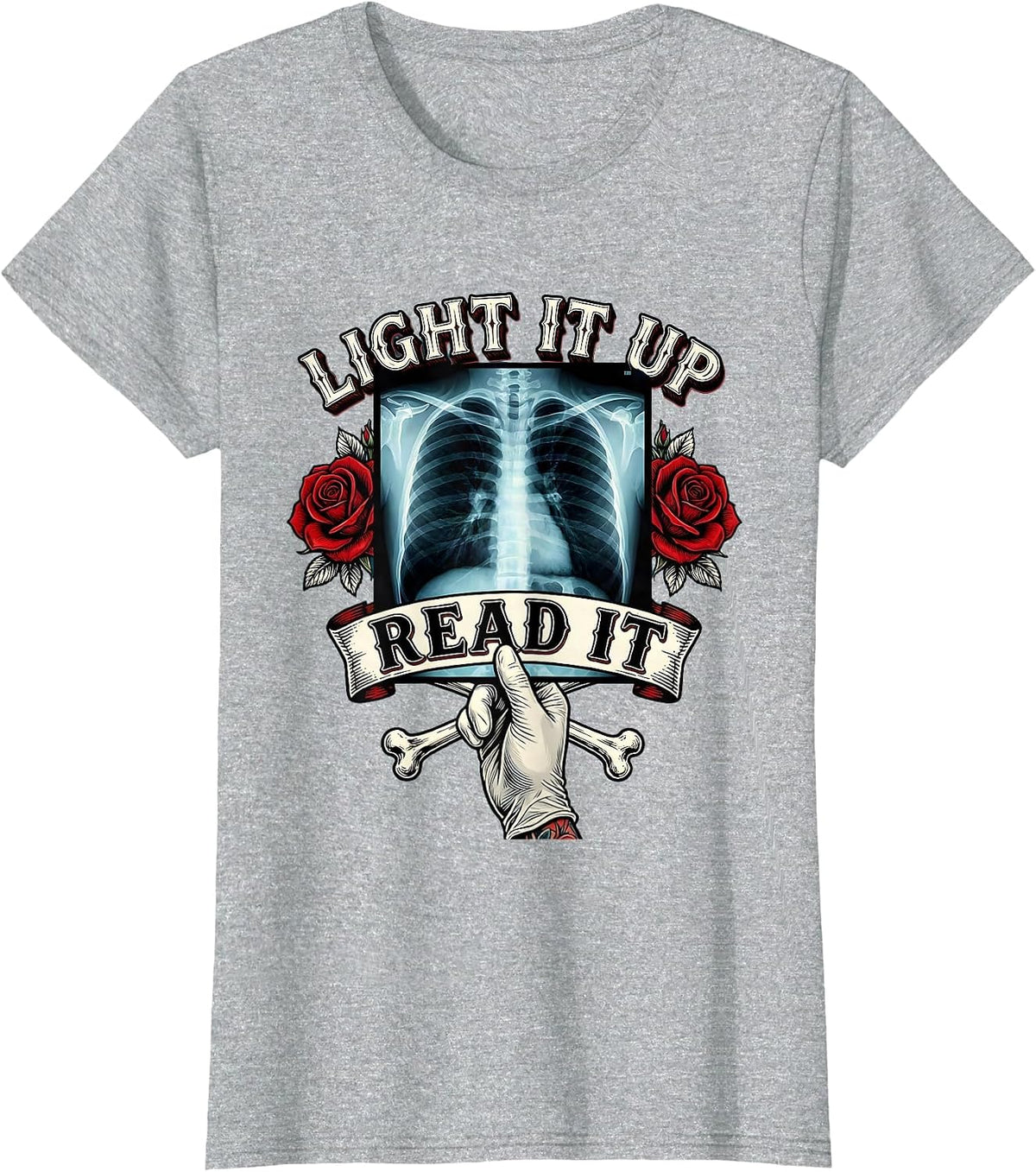 Women's Light It Up Read It Radiology Design T-Shirt - Heather Grey