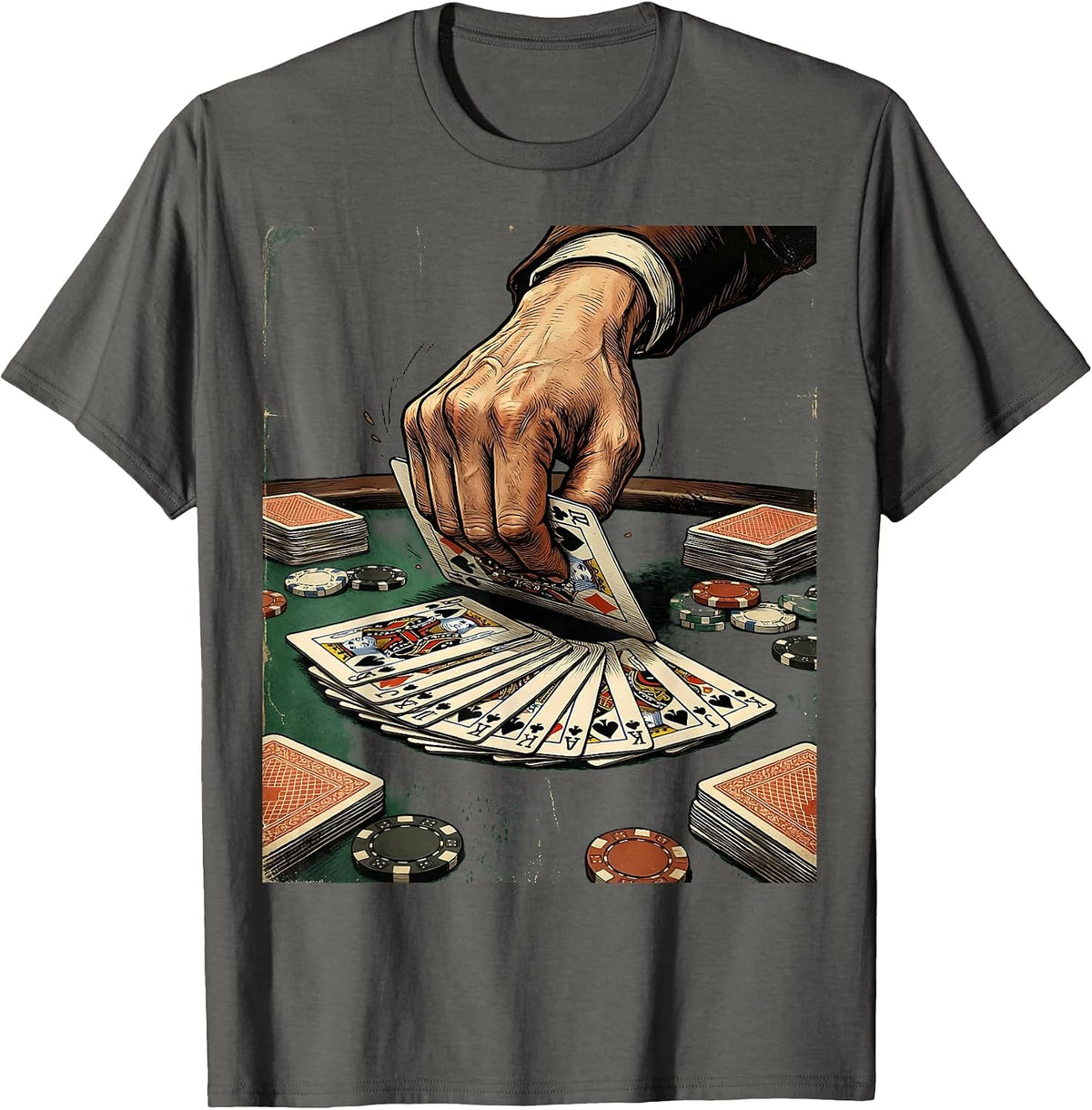 My Wife Beats Me Card Game Graphic Tee T-Shirt - Asphalt Grey