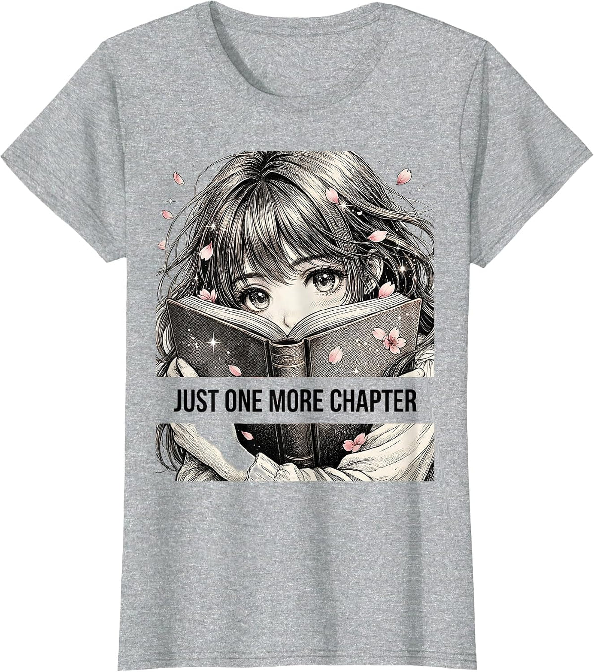 Just One More Chapter Bookish Reader Design T-Shirt - Heather Grey