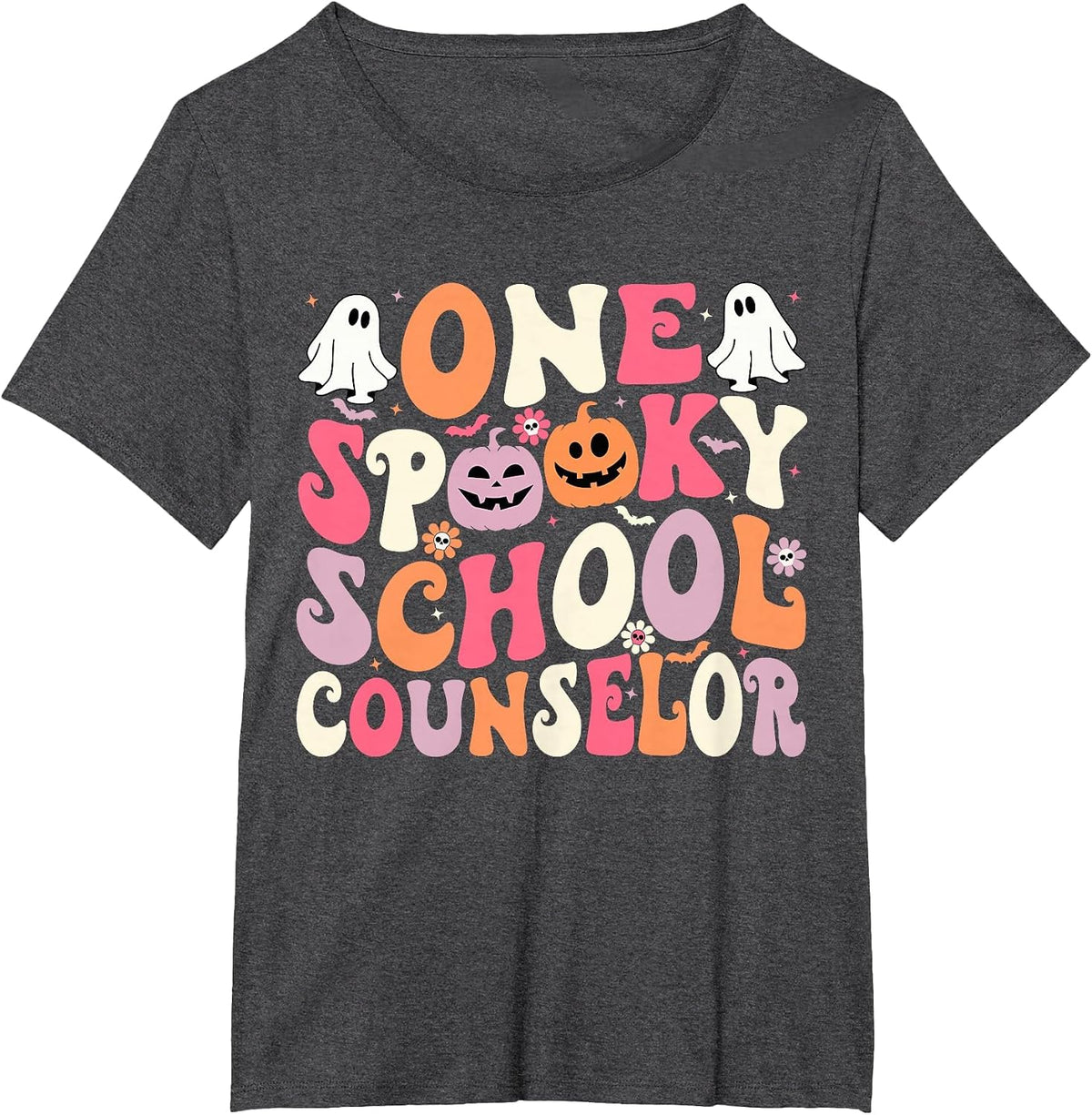 One Spooky School Counselor Halloween Teacher Counseling T-Shirt - Dark Heather Grey