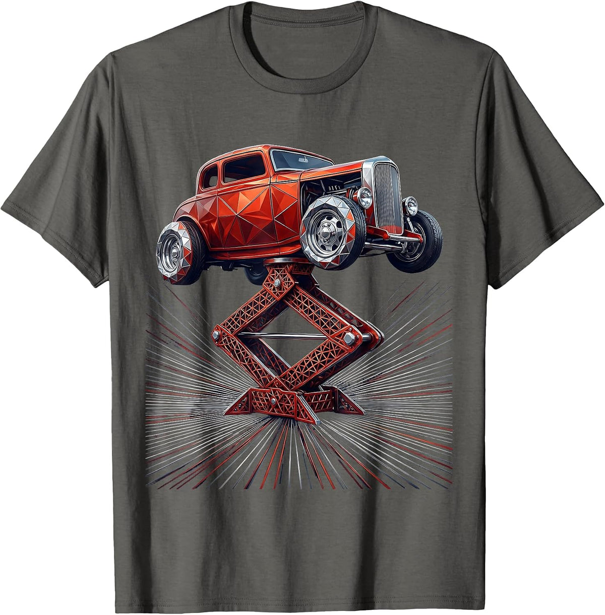 Men's Vintage Garage Jack Classic Hot Rod Illustration T-Shirt - Asphalt Grey