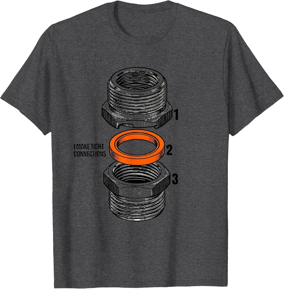 Men's I Make Tight Connections Funny Plumber Pipefitter Occupation T-Shirt - Dark Heather Grey