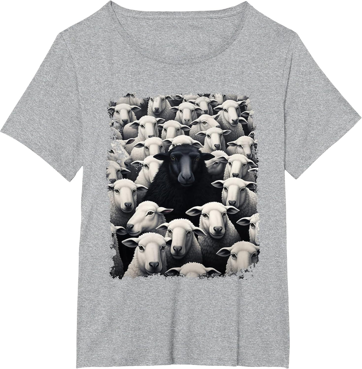 Animal Sheep Black T-Shirt - Heather Grey