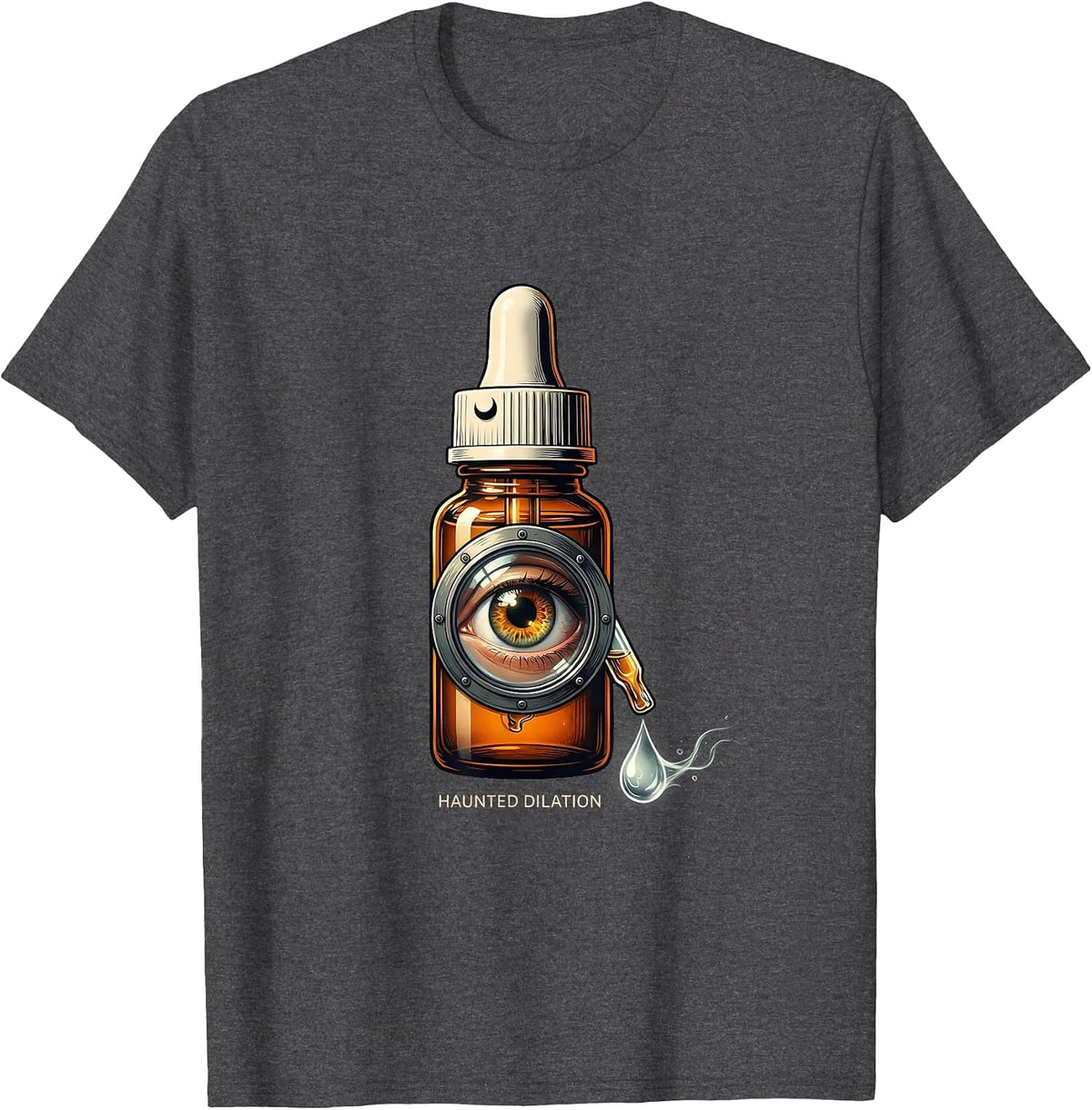 Haunted Dilation Funny Optometrist Halloween Eye Doctor T-Shirt - Dark Heather Grey
