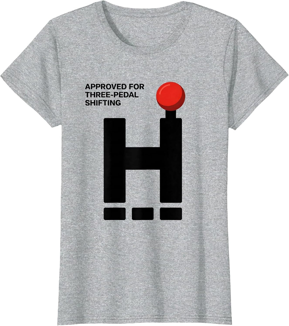 Women's Approved For Three-Pedal Shifting Minimalist Car Guy Stick T-Shirt - Heather Grey
