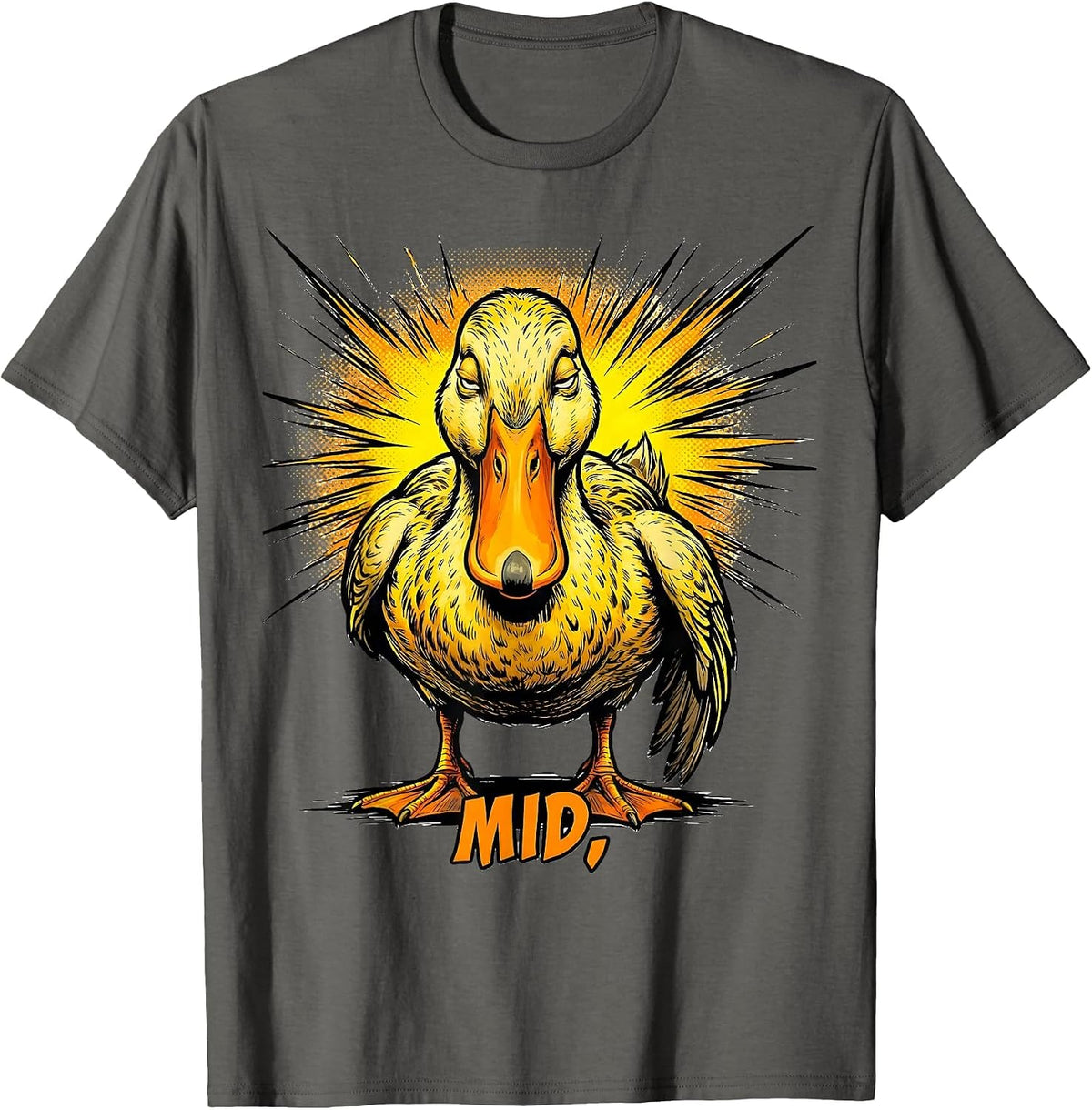 Mid Funny Duck Novelty Mascot Casual Wear T-Shirt - Asphalt Grey
