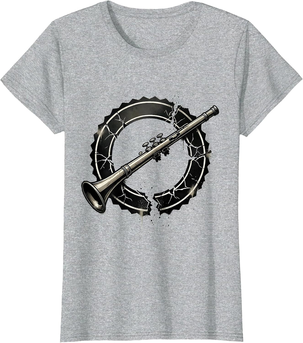 Women's Broken Flute Band Instrument Player Humor Gift T-Shirt - Heather Grey