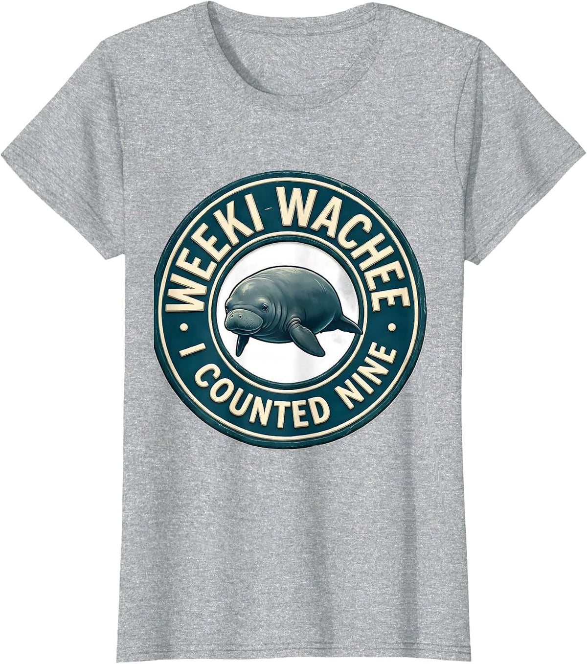 Weeki Wachee I Counted Nine Funny Manatee Wildlife Lover T-Shirt - Heather Grey