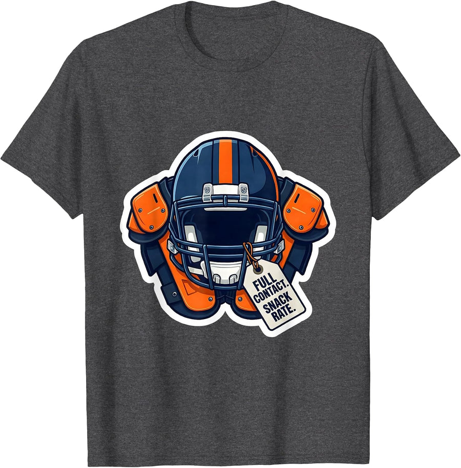 Men's Full Contact Snack Rate Funny Football Lineman Offensive T-Shirt - Dark Heather Grey
