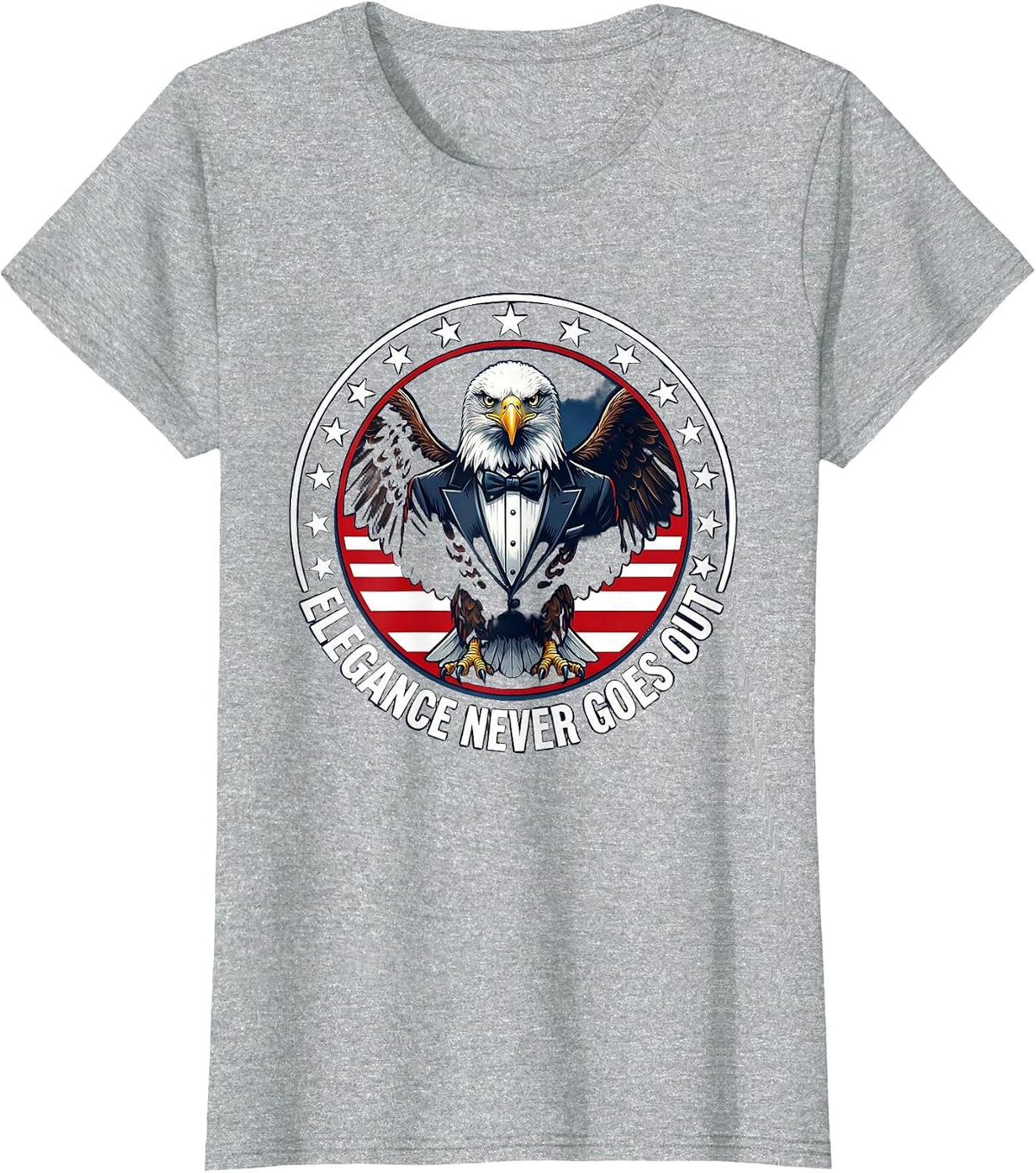 Women's Elegance Never Goes Out Tuxedo Style Design T-Shirt - Heather Grey